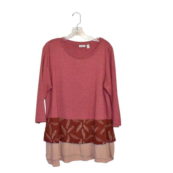 Logo Lounge 3/4 Sleeve Boho Lagen Pullover Tunic Top Size L - Picture 1 of 13